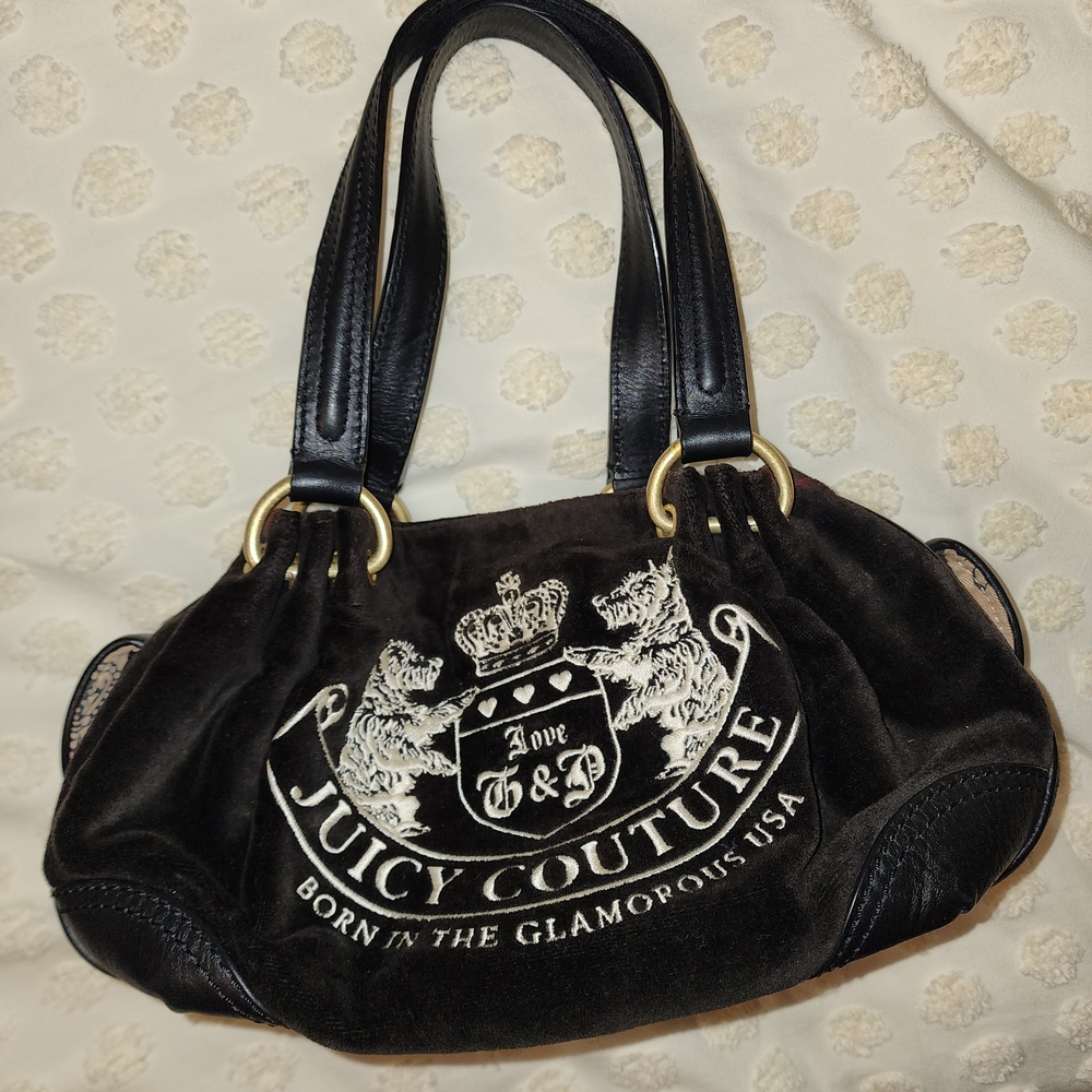 Juicy Couture Black Velvet Purse y2k Vintage 2000s